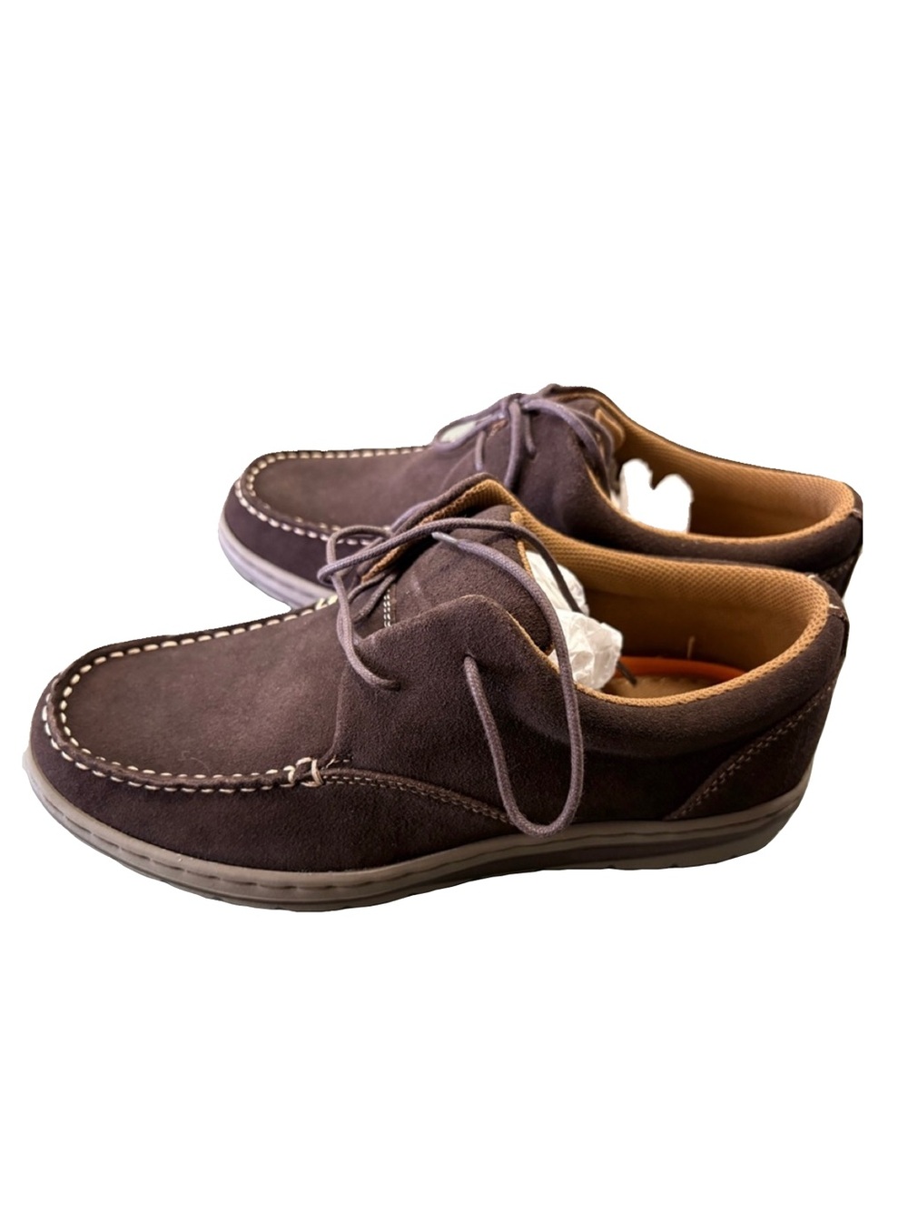 NEW Lands' End Men’s Sz 8 D Dark Brown Suede Mock Toe Boat Shoes Lace Up Loafer